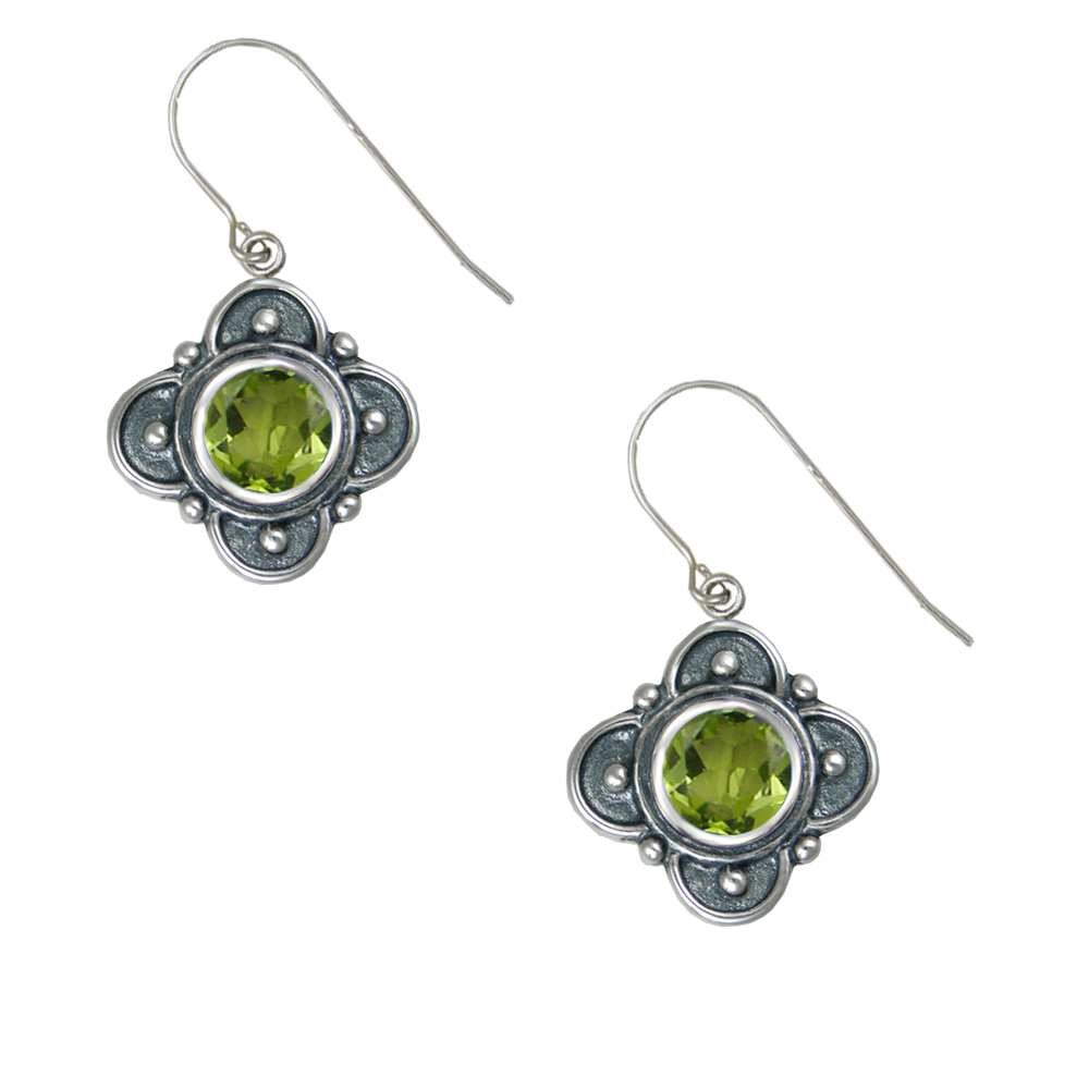 Sterling Silver With Peridot Gemstone Drop Dangle Earrings